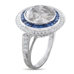 Bague en platine 6.17ct diamant et saphir