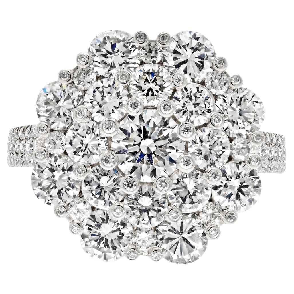 Platinum 6.20cttw Round Diamond Cluster Handmade Cocktail Ring