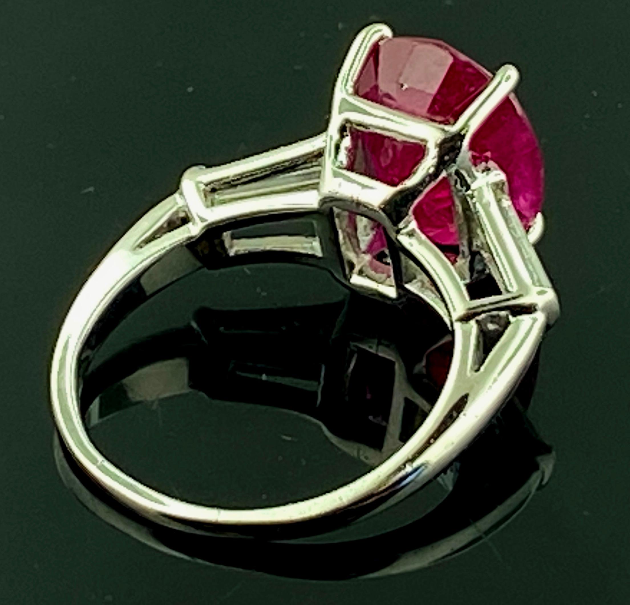 Oval Cut Platinum 6.22 Carat Ruby & Diamond Ring For Sale
