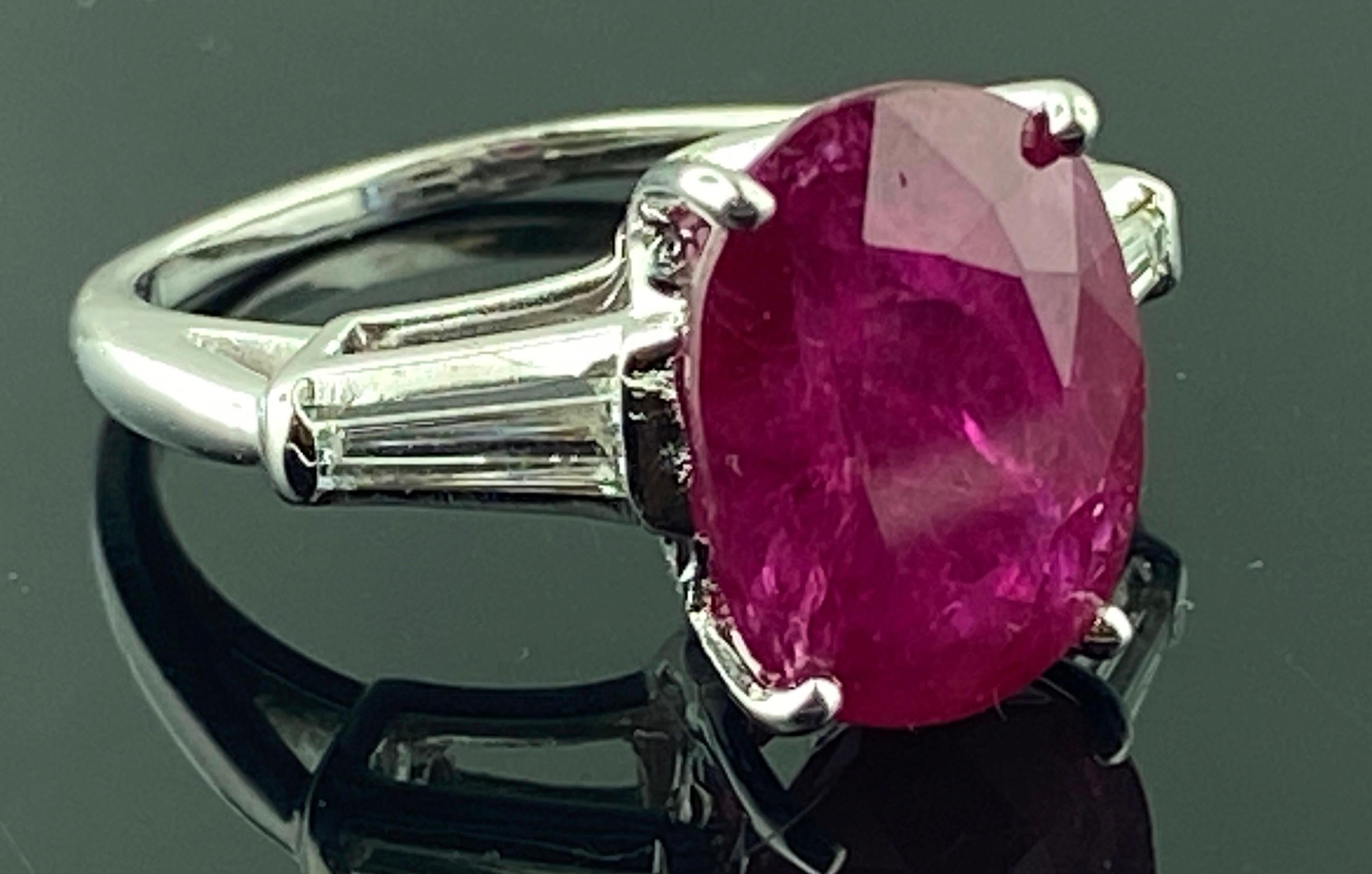 Women's or Men's Platinum 6.22 Carat Ruby & Diamond Ring For Sale