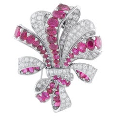 Broche en platine 6.25ct diamant et rubis MF26-012926