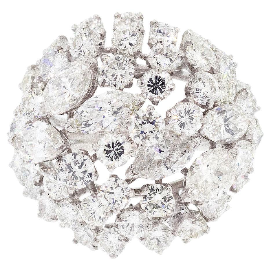 Platin 6,34ctw Runde & Marquise Cut Diamond Dome Ring