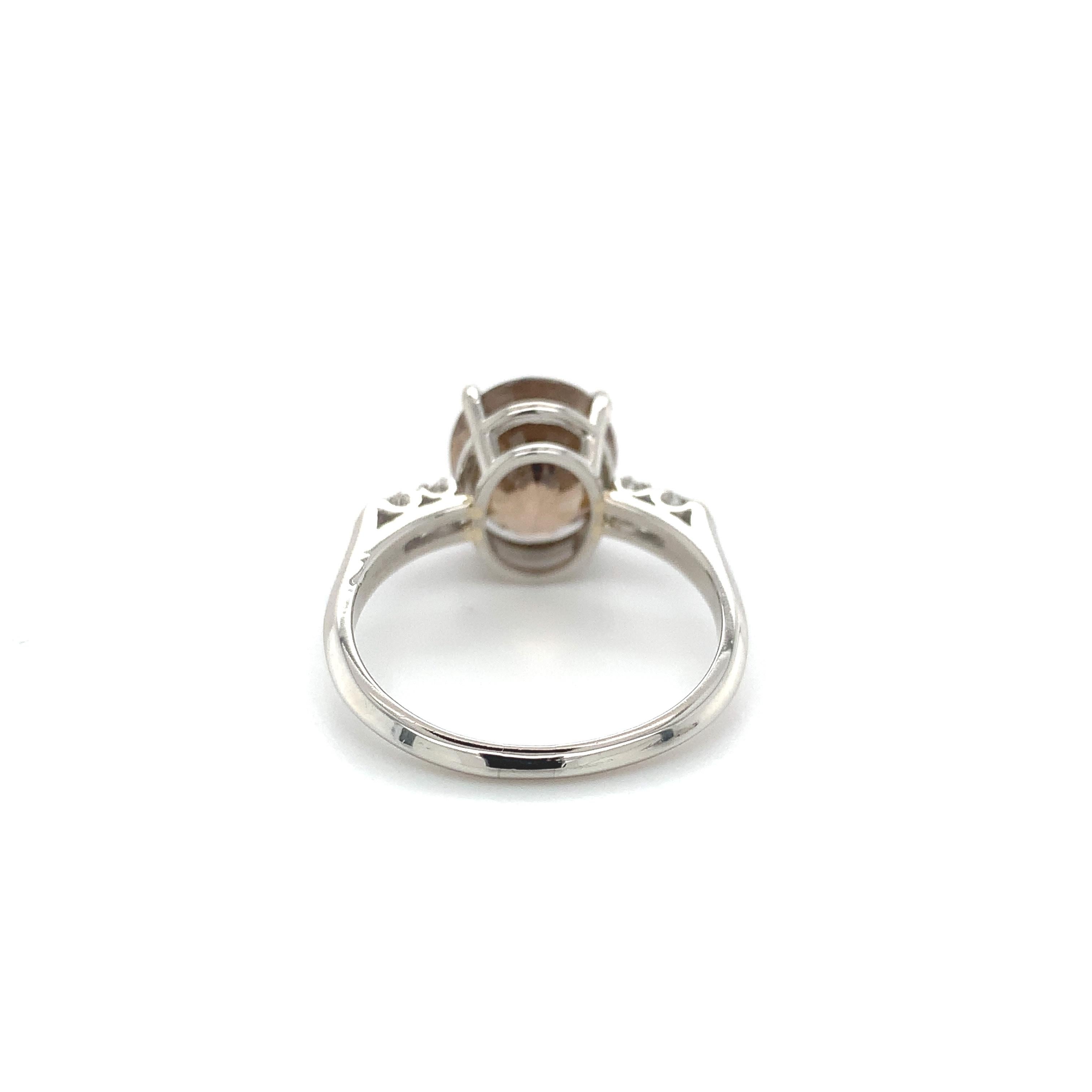 Donna Anello in platino con zircone champagne/marrone chiaro da 6,37 carati e diamanti, misura 7,75 in vendita