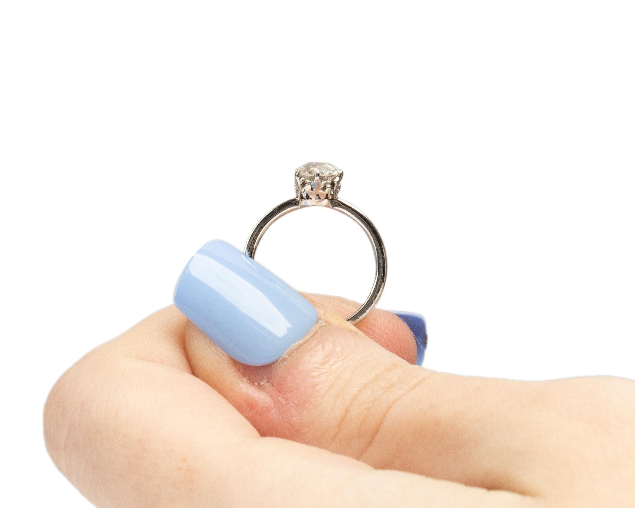 Platinum .64 Carat Old European Brilliant Diamond Engagement Ring For Sale 2