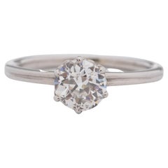 Platinum .64 Carat Old European Brilliant Diamond Engagement Ring