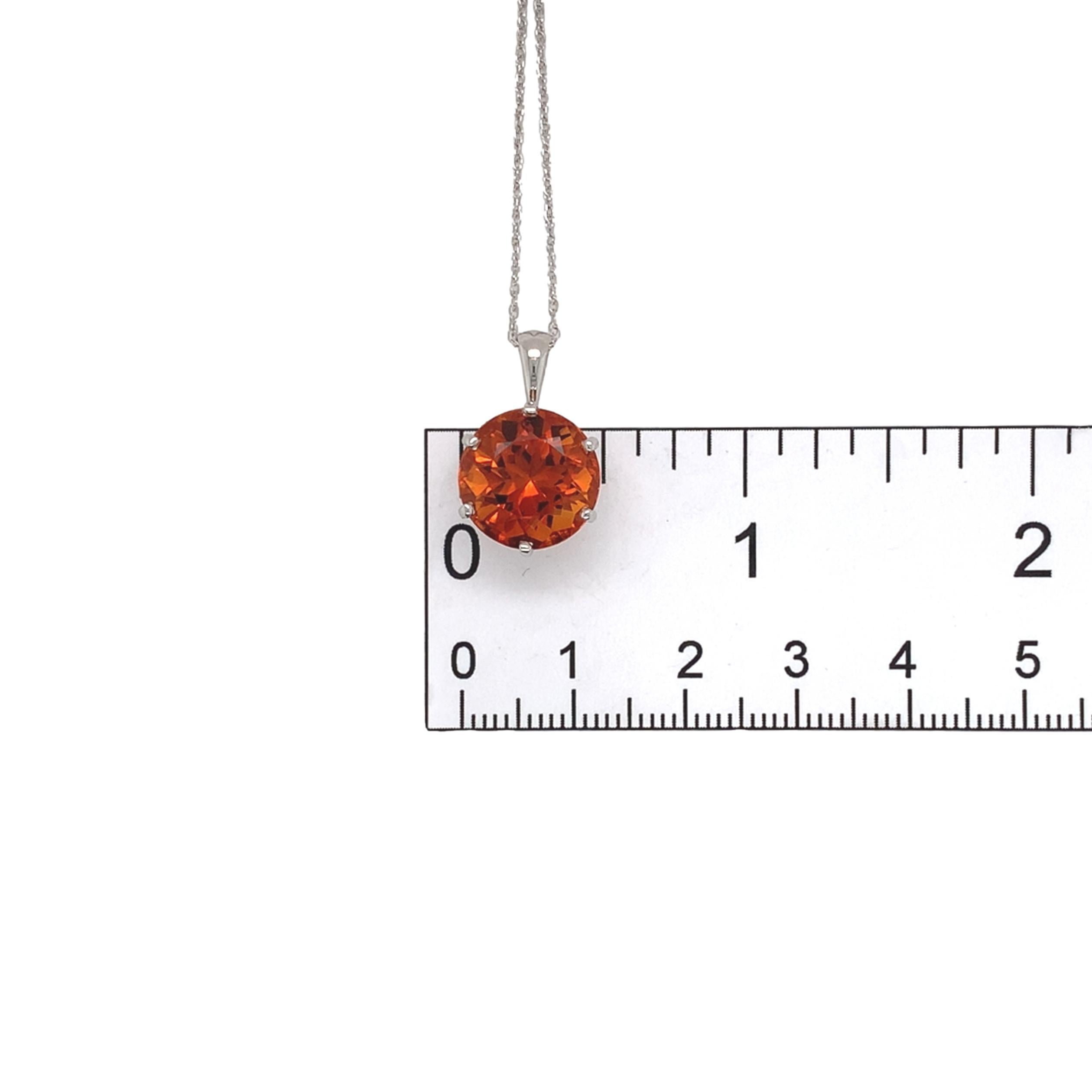 Citrine orange vibrante Irai ronde de 6,43 carats avec chaîne en platine de 18 pouces en vente 2