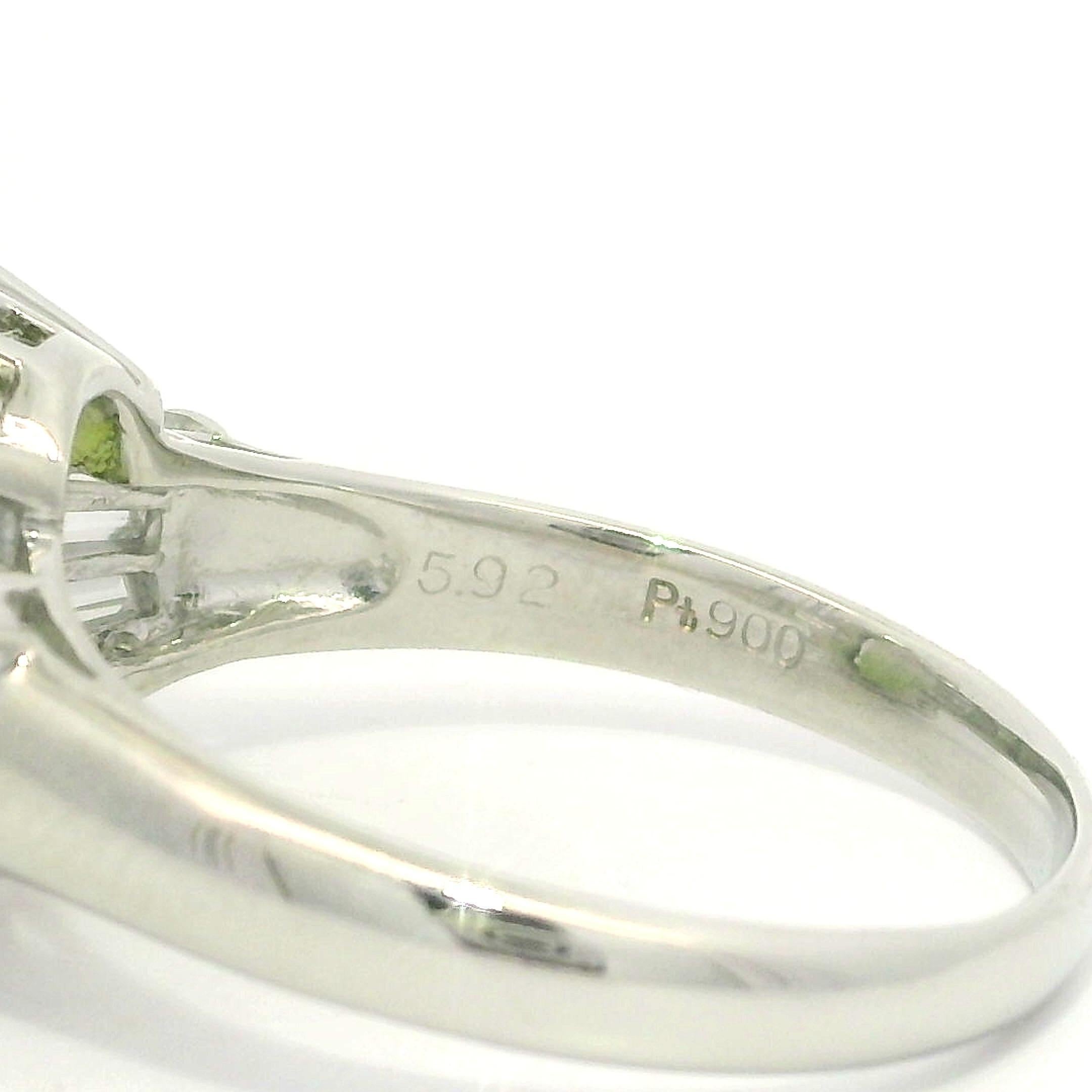 Anillo de Platino de 6,48 quilates de Turmalina Verde Rosa Bicolor con Diamantes Baguette en los Laterales en Excelente estado para la venta en Montclair, NJ