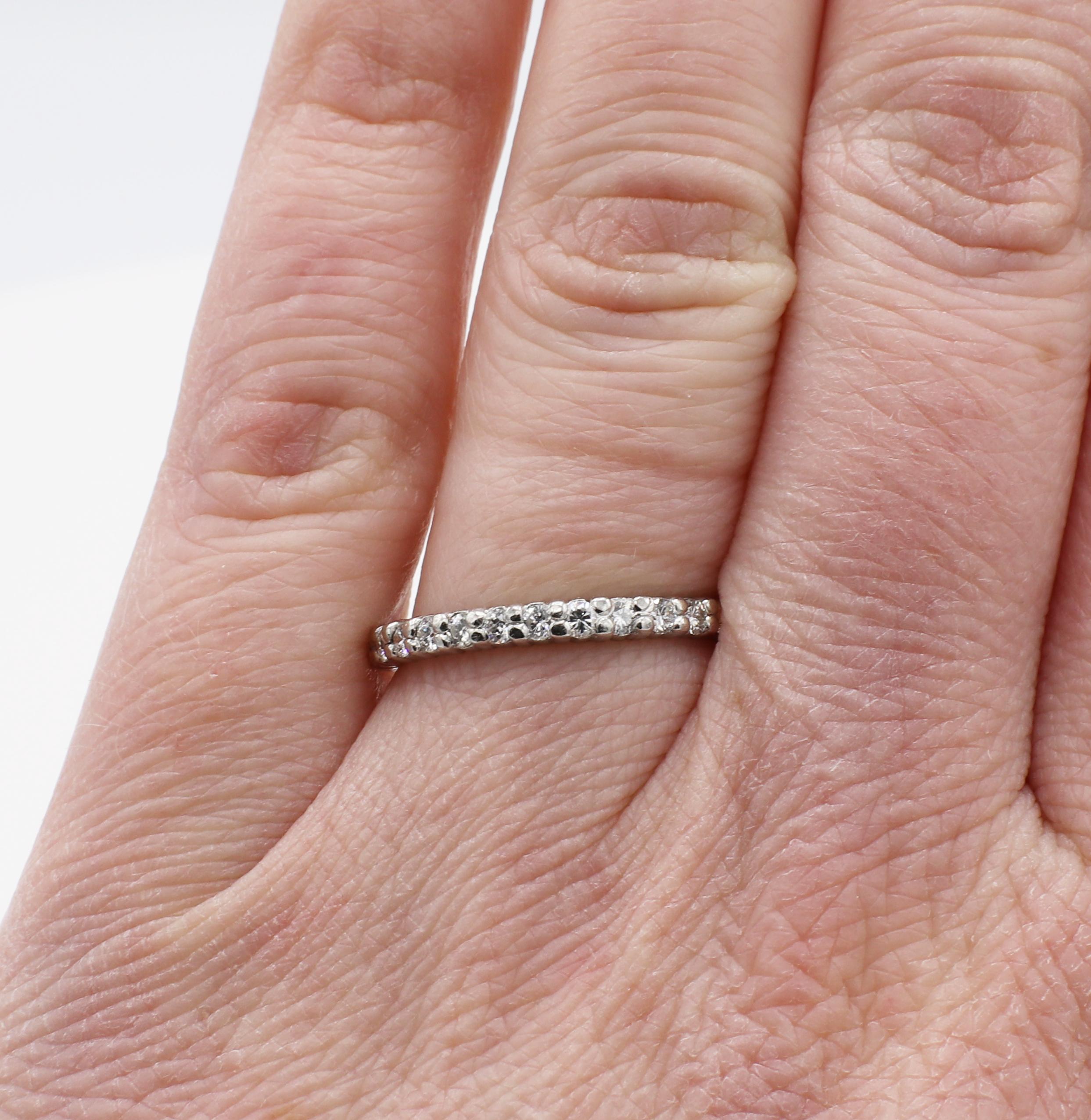 Platinum .65 Carat Round Natural Diamond Eternity Band Ring In Good Condition In  Baltimore, MD