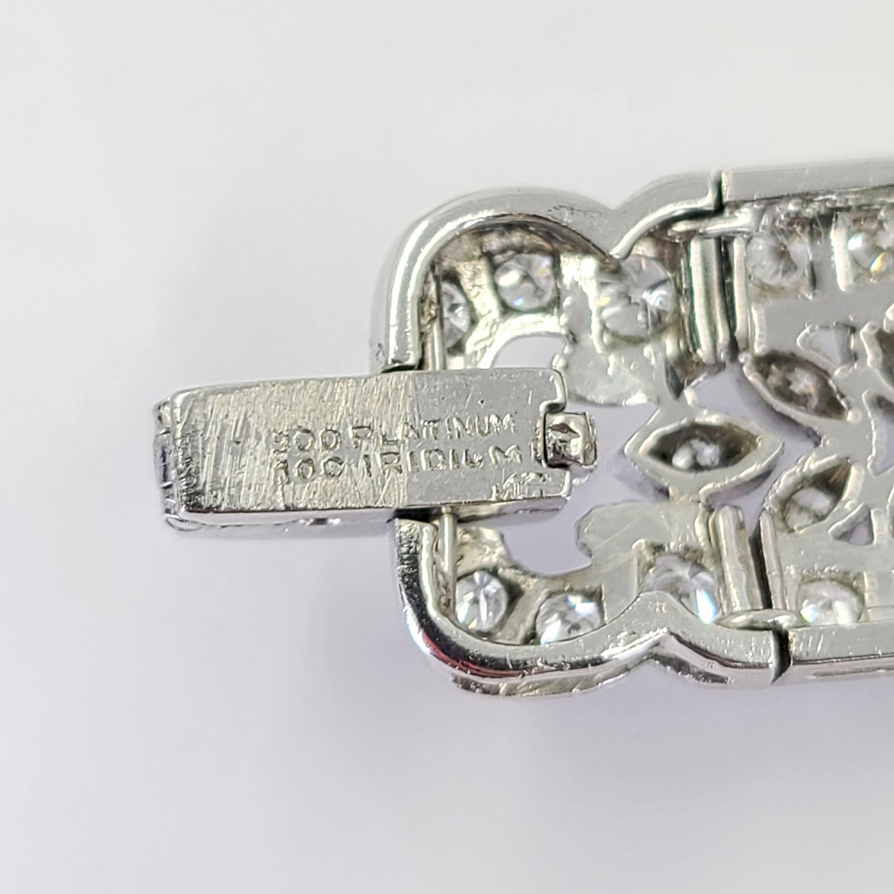 Platin 6,50 Karat Gesamtgewicht Vintage Diamant-Armband Damen im Angebot