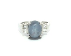 Platin 6,51ctw Grayish Blue Star Sapphire Solitär Platz Schritt Diamant Ring
