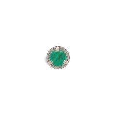 Platinum .65cttw Fine Emerald and Diamond Stud Earrings