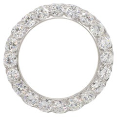 Vintage Platinum 6.60 Carat Natural Round Diamond Circle Pin Brooch