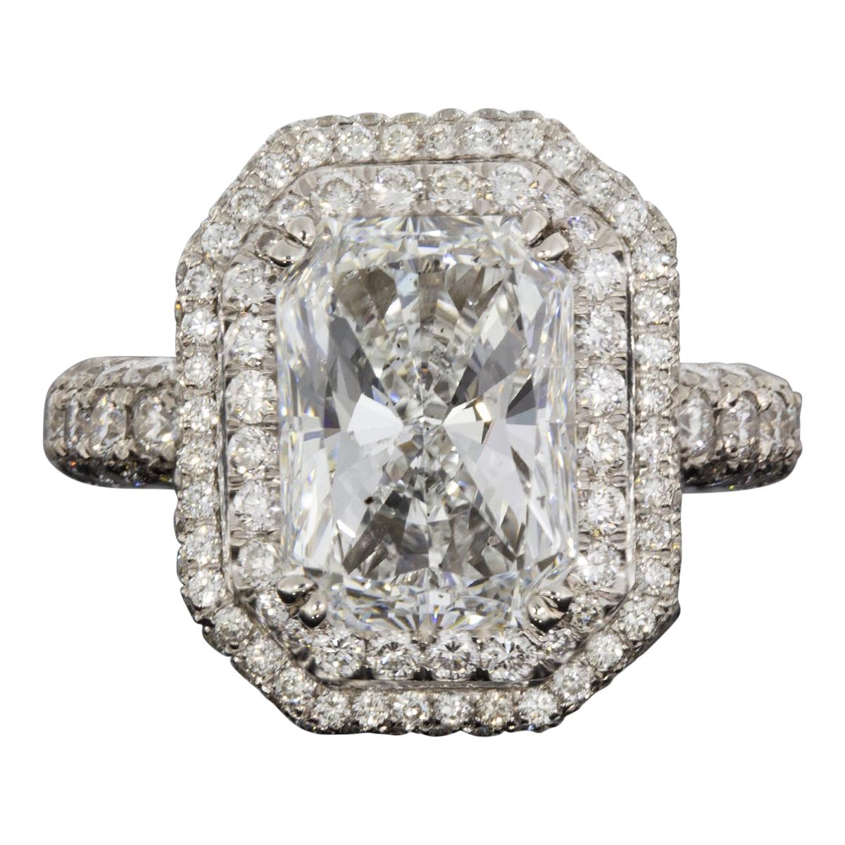 Platinum 6.69 Carat GIA Certified Radiant Diamond Halo Engagement Ring