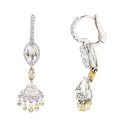 Platinum 6.96 Carat Diamond Lever-Back Drop Earrings