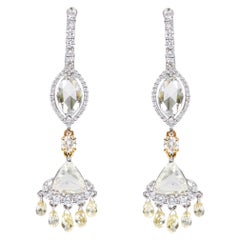 Pendants d'oreilles à levier en platine et diamants de 6,96 carats