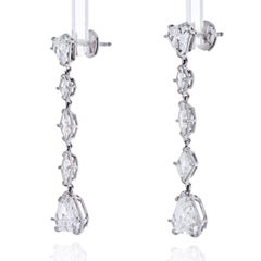 Platinum 7 Carat Fine Stone Dangling Diamond Earrings