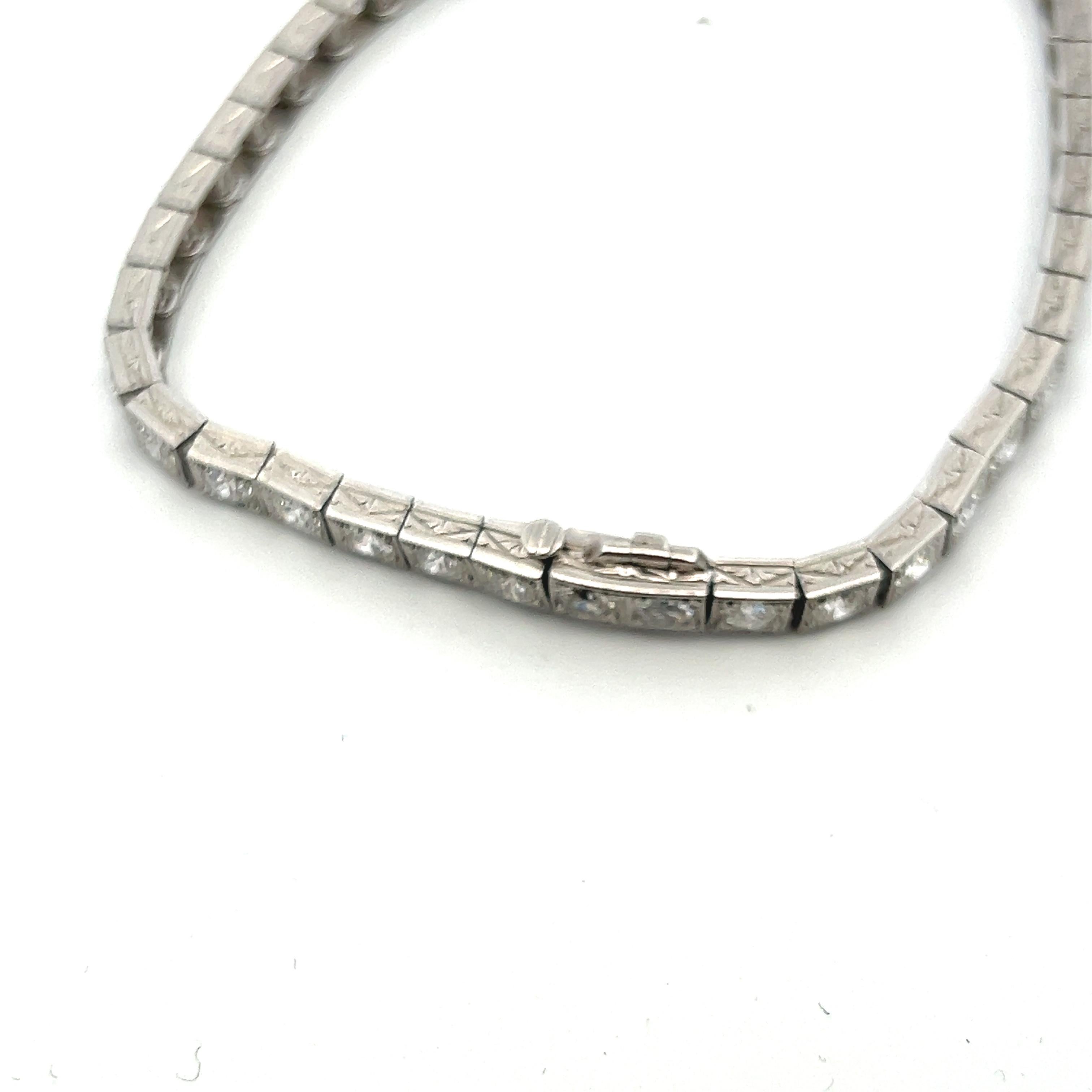 Donna Bracciale tennis vintage in platino 7,00ct I VS2 con diamanti taglio europeo 7,25