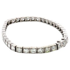 Platino 7.00ct I VS2 Antiguo Diamante de Corte Europeo Pulsera de Tenis Vintage 7.25"