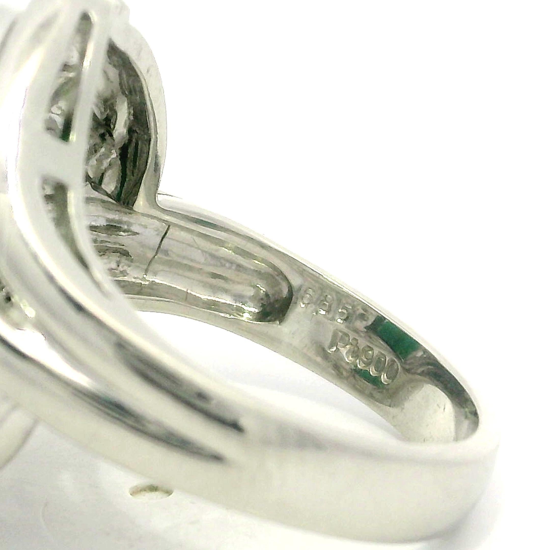 Platin 7,06ct Square Vivid Step Cut Grüner Turmalin Diamant Flared Heavy Ring im Angebot 4
