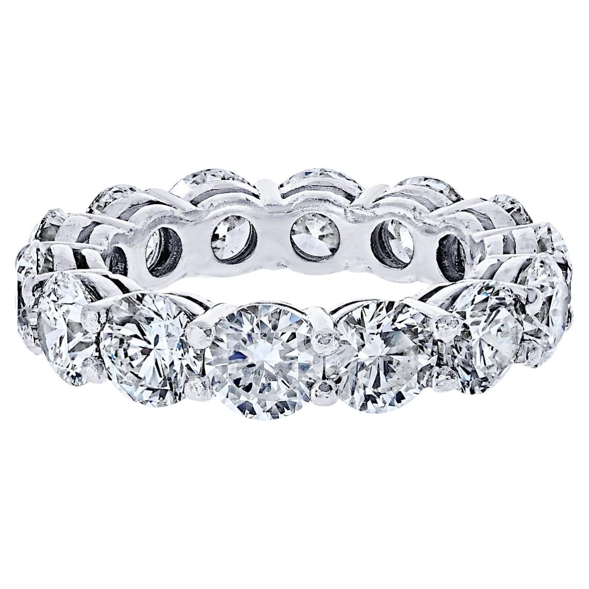Platinum 7.09cttw Shared Prong Round Natural Diamond Wedding Band