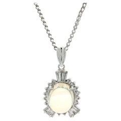 Platin 7,10ctw Oval Bunte Jelly Opal Einzigartige Diamant Grenze Anhänger Halskette