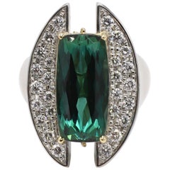 Platinum 7.12 Carat Tourmaline and Diamond Cocktail Ring