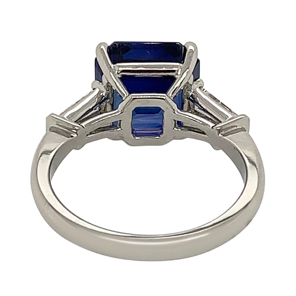 Women's Platinum 7.18 Carat Sapphire 0.42 Carat Diamond Octagonal Ring For Sale
