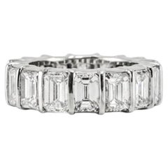 Platinum 7.20 Carat Emerald Cut Diamond Full Eternity Wedding Band