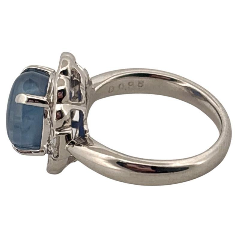Anello in platino con zaffiro blu da 7,30 carati e diamanti da 0,95 carati In condizioni buone in vendita a Sewickley, PA