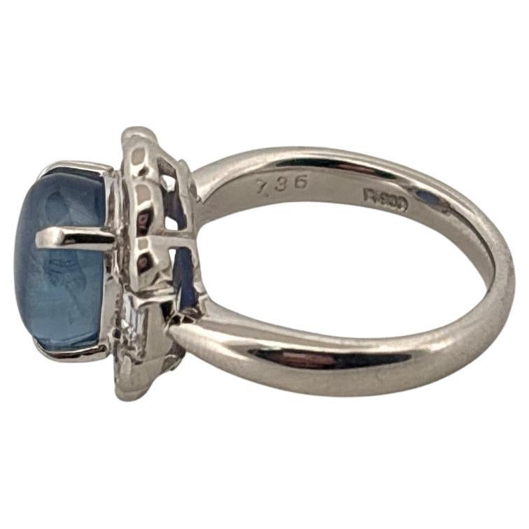 Anello in platino con zaffiro blu da 7,30 carati e diamanti da 0,95 carati in vendita 1