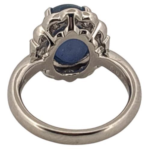 Anello in platino con zaffiro blu da 7,30 carati e diamanti da 0,95 carati in vendita 2