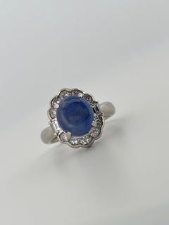 Platin 7,30ctw Blue Star Sapphire & 0,95ctw Diamant Ring