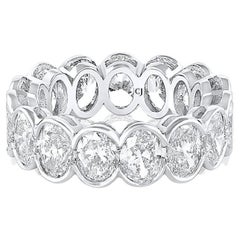 Platinum 7.37 Carat Total Weight 15 Oval-Shaped Diamond Band Ring