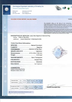 Platinum 7.3ctw GAL Graded Cabochon Star Sapphire w/ Diamond Ballerina Ring