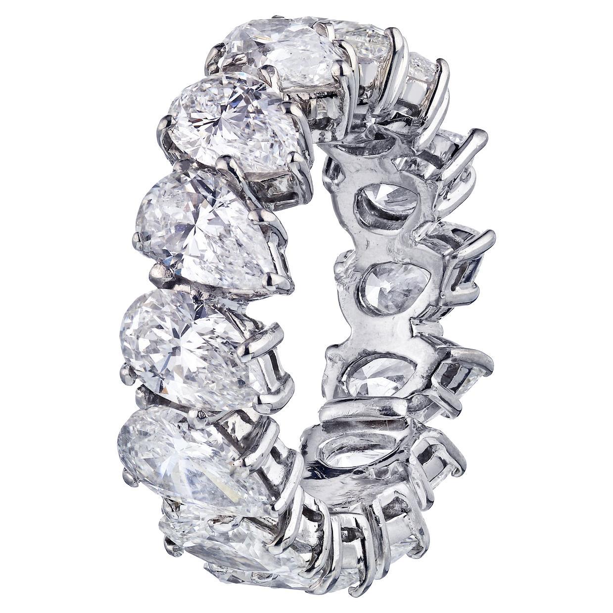 Platin 7,50 Karat birnenförmiger Diamant-Eternity-Ring im Angebot