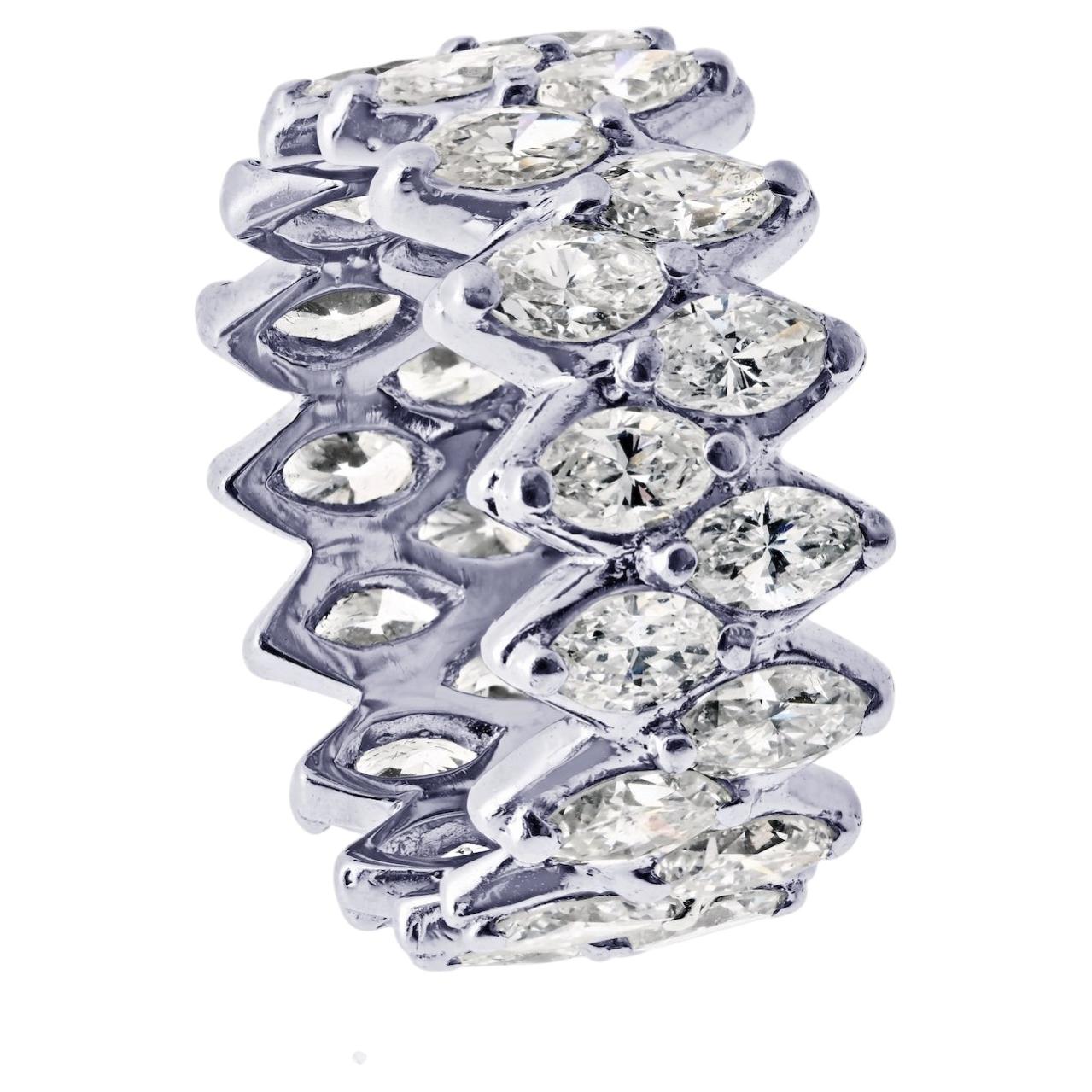 Bracelet d'éternité en platine avec diamants ronds et taillés en marquise de 7,50cts