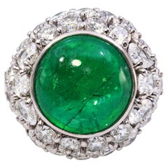 Platinum 7.52ct Colombian Emerald and 5.30tcw Diamond Ring