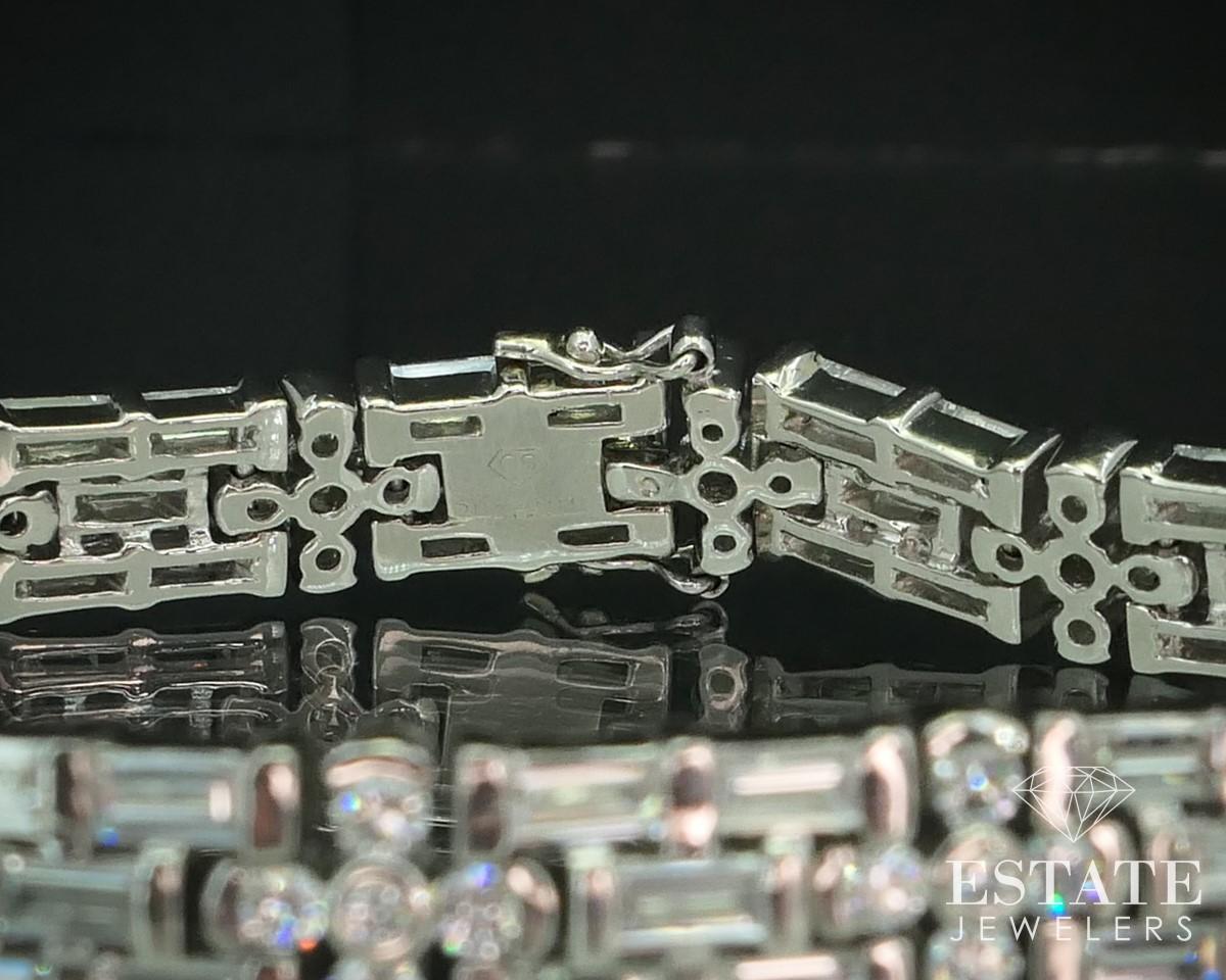 Women's or Men's Platinum 7.58ctw Natural Diamond Three Row Tennis Bracelet 53.3g i15134 For Sale