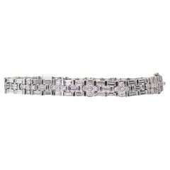 Platinum 7.58ctw Natural Diamond Three Row Tennis Bracelet 53.3g i15134