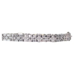 Platin 7,58 Karat natürlicher Diamant Dreireihiges Tennisarmband 53.3g i15134