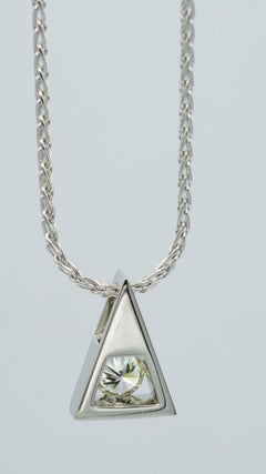 Platinum .75ct Round Brilliant Diamond Triangle Pendant by Rock N Gold Creations