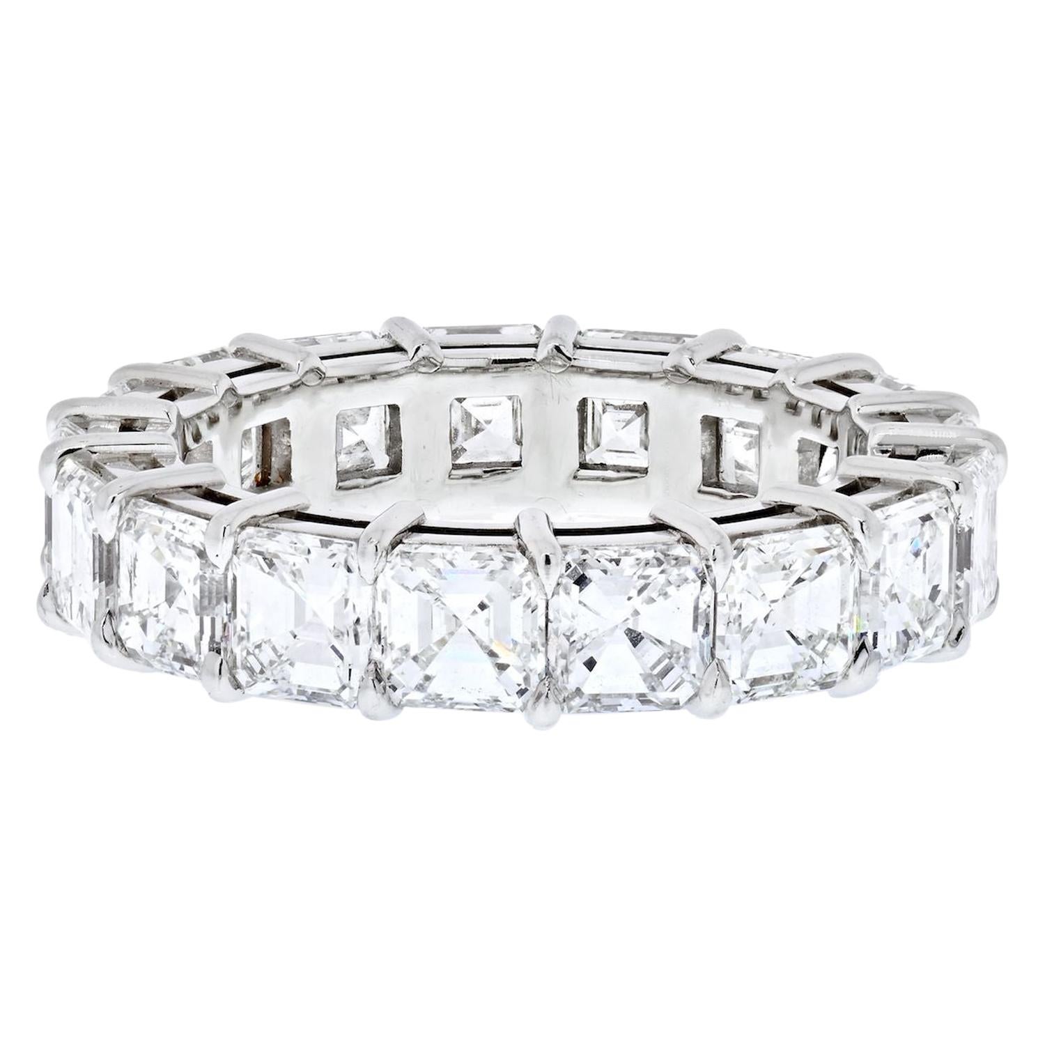 Platinum 7.65 Carat Asscher-Cut Diamond Eternity Band