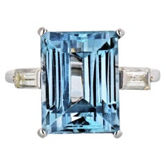 Platinum 8 Carat Aquamarine and Diamond Ring