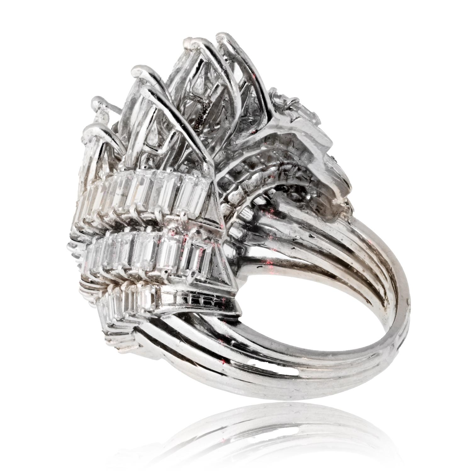 Marquise Cut Platinum 8.00cttw Diamond Estate Ring Circa 1960's For Sale