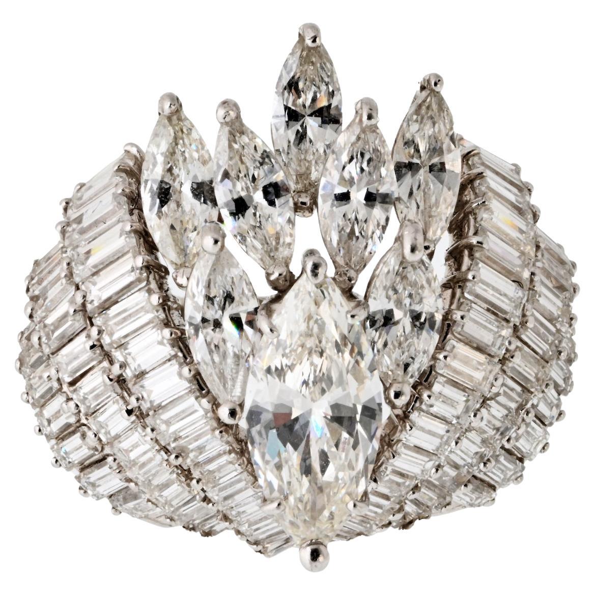 Platinum 8.00cttw Diamond Estate Ring Circa 1960's For Sale