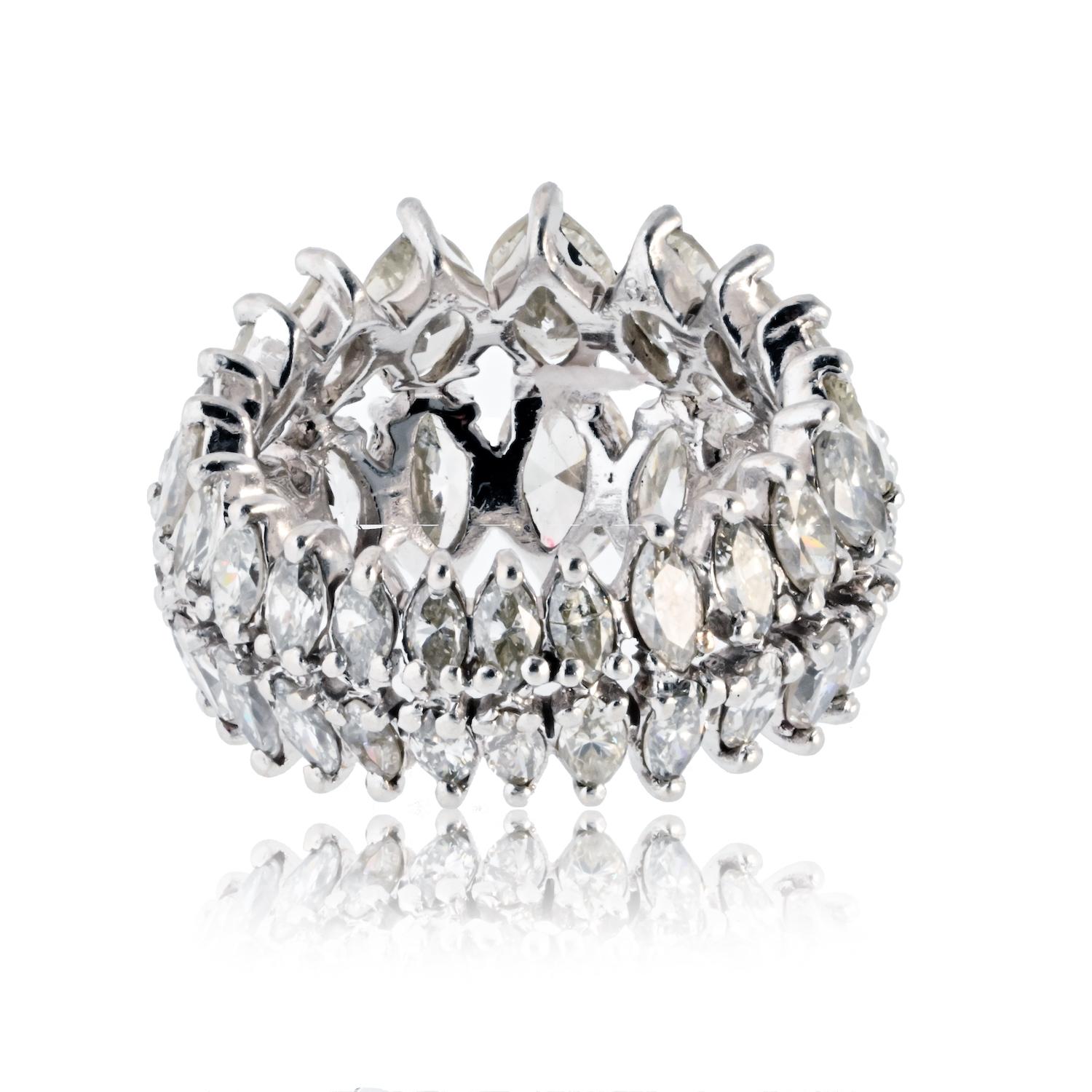 Taglio marquise Fascia di eternità in platino con diamante taglio marquise da 8,00cttw in vendita