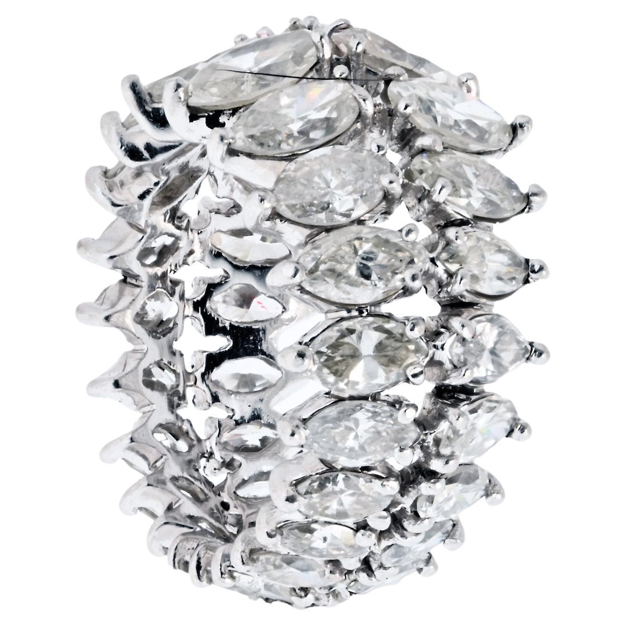 Platinum 8.00cttw Marquise Cut Diamond Eternity Band