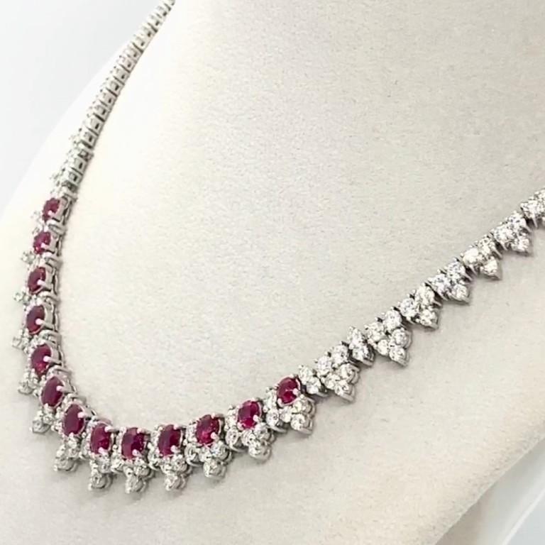 Sophia D. 8.32 Carat Ruby and Diamond Necklace set in Platinum In New Condition For Sale In New York, NY