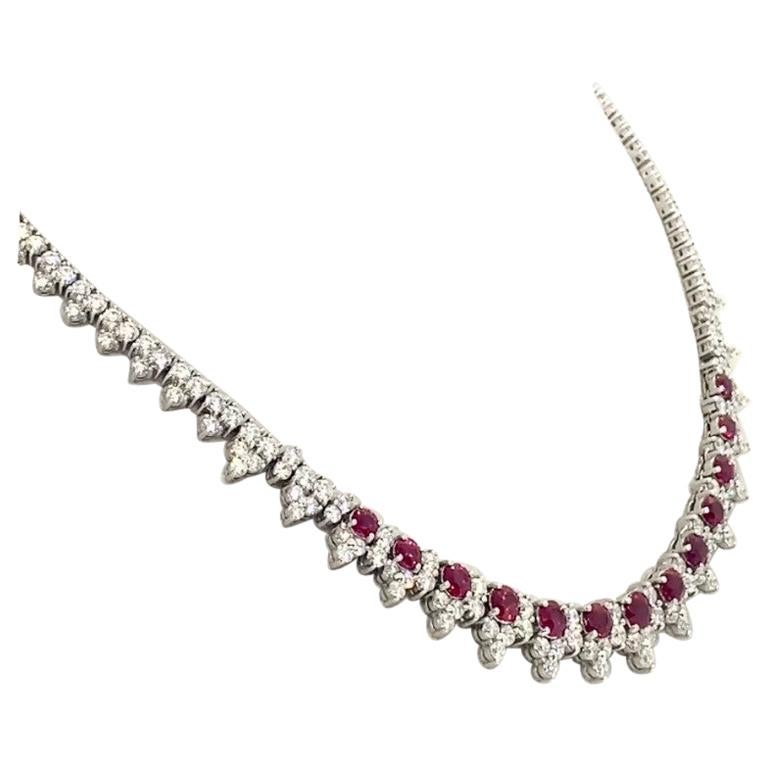 Sophia D. 8.32 Carat Ruby and Diamond Necklace set in Platinum For Sale