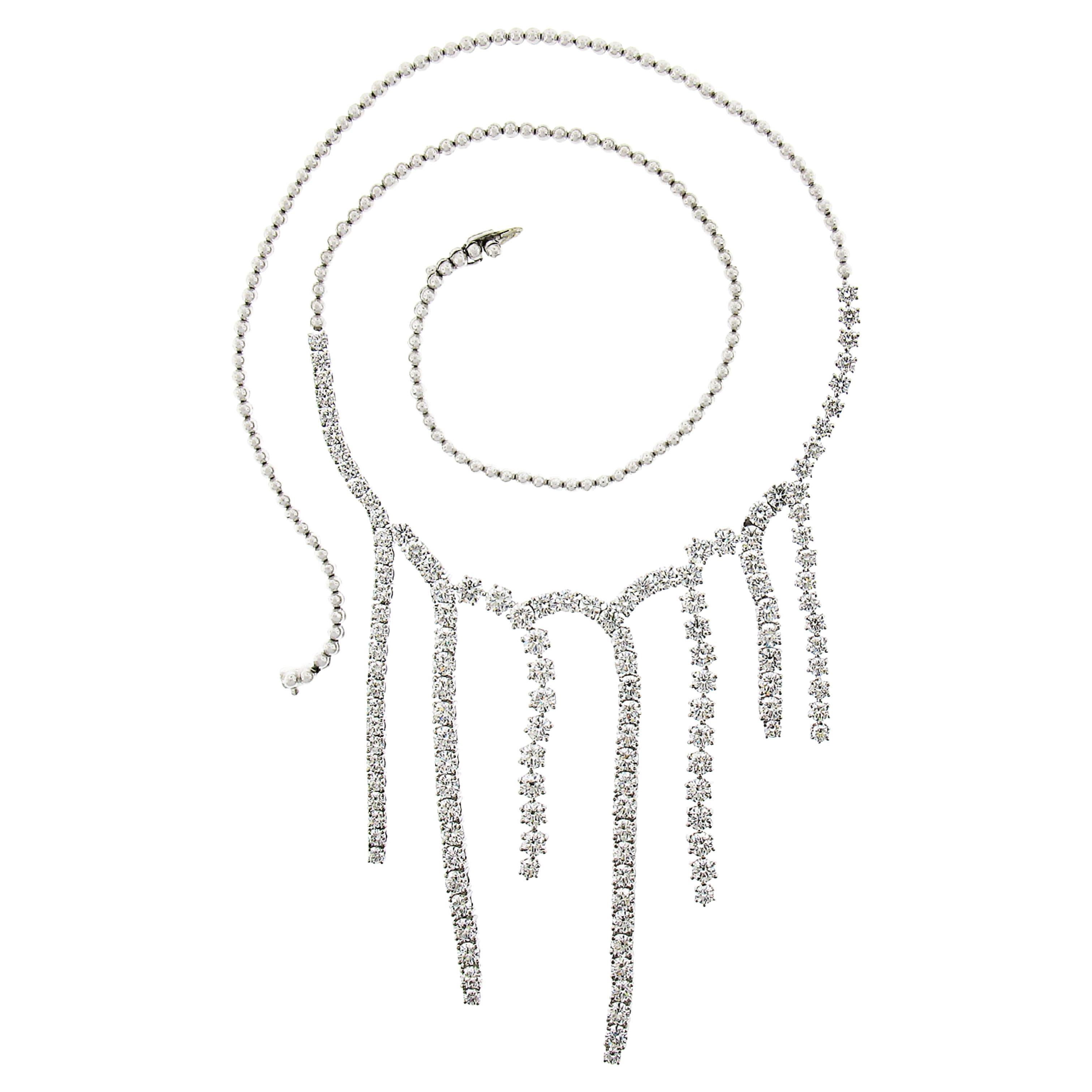 Collana in platino con diamanti tondi brillanti da 8,40 ct.